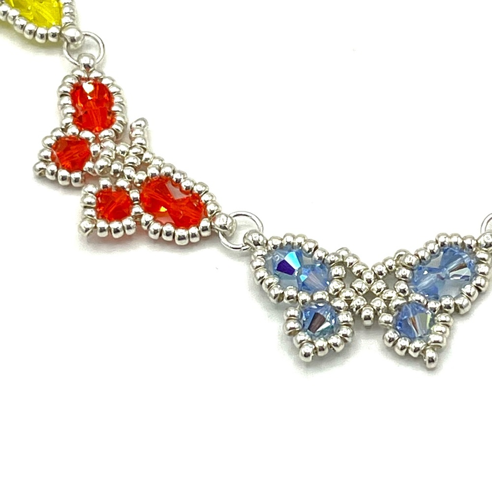HAND CRAFTED Crystal Butterfly Necklace with Silver Chain - Picture 6 of 10